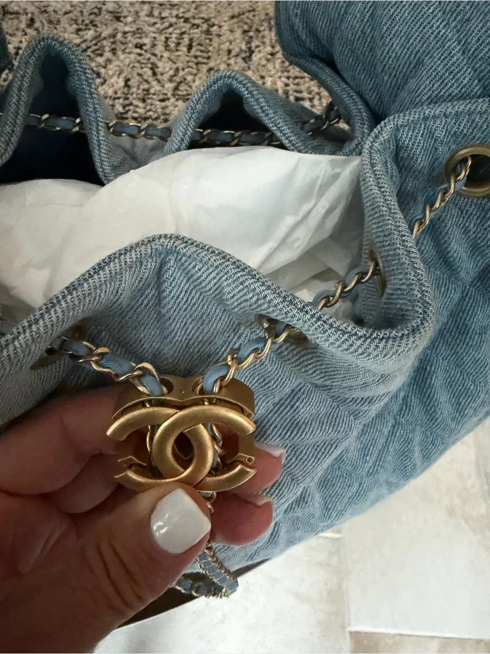 CHANEL quilted denim